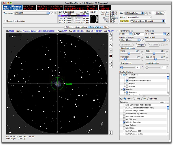 AstroPlanner field of view
